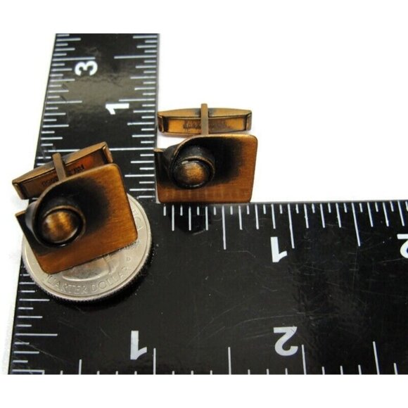 Modernist Copper Cufflinks Square Shirt Accessories Wedding Vintage Pat Pend - Picture 8 of 10